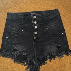 Risen Black Distressed Women Shorts